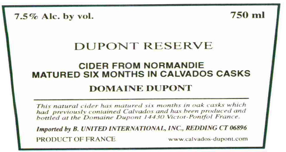 Cidre Reserve E Dupont Label crop